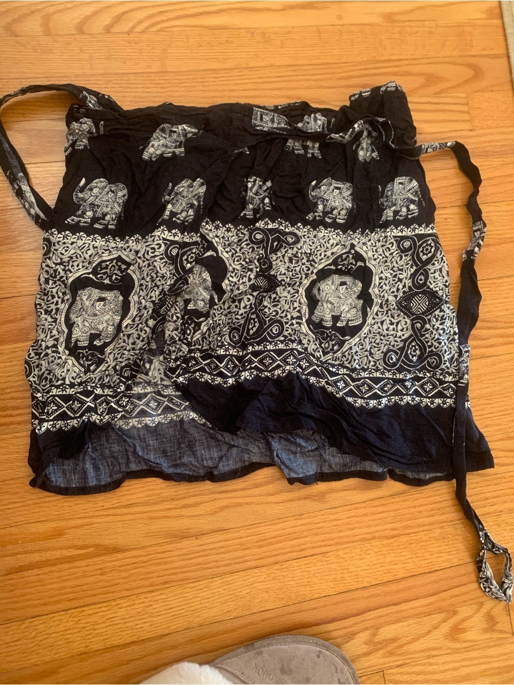 Black Elephant Print wrap skirt